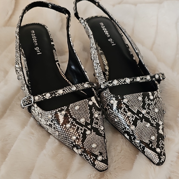 Madden Girl Shoes - Madden Girl Black and Silver Embellished Heels